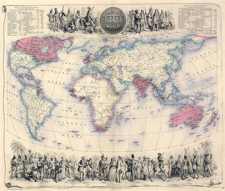Map Photograph - 1850s Map Of The British Empire by Everett