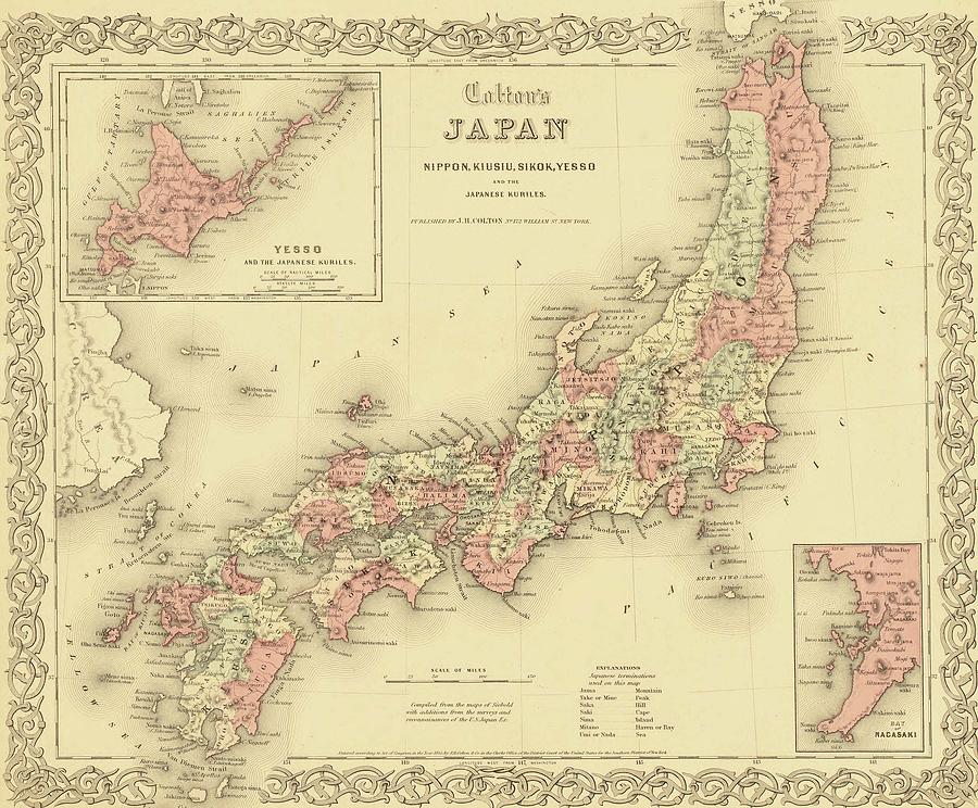 1855 Map Of Japan, Showing Prefecture Photograph by Everett - Fine Art ...