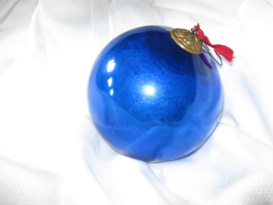 1885 Blue Christmas Ball  Photograph by Nancy Patterson