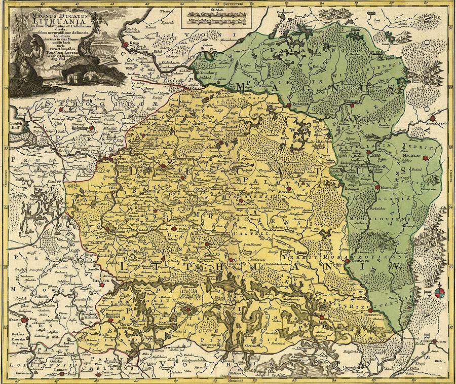 18th Century Map Of Lithuania by Everett