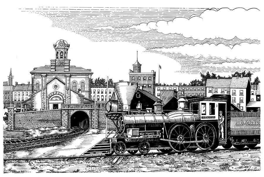 1900 Brockville Train Tunnel Drawing by John Cullen