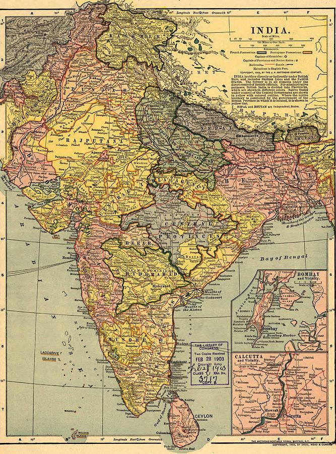 Map Photograph - 1902 Map Of India, Then A Colony by Everett
