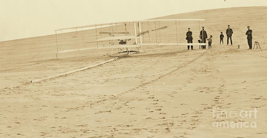 1903 Wright Brothers Plane on Launching Track Photograph by Padre Art