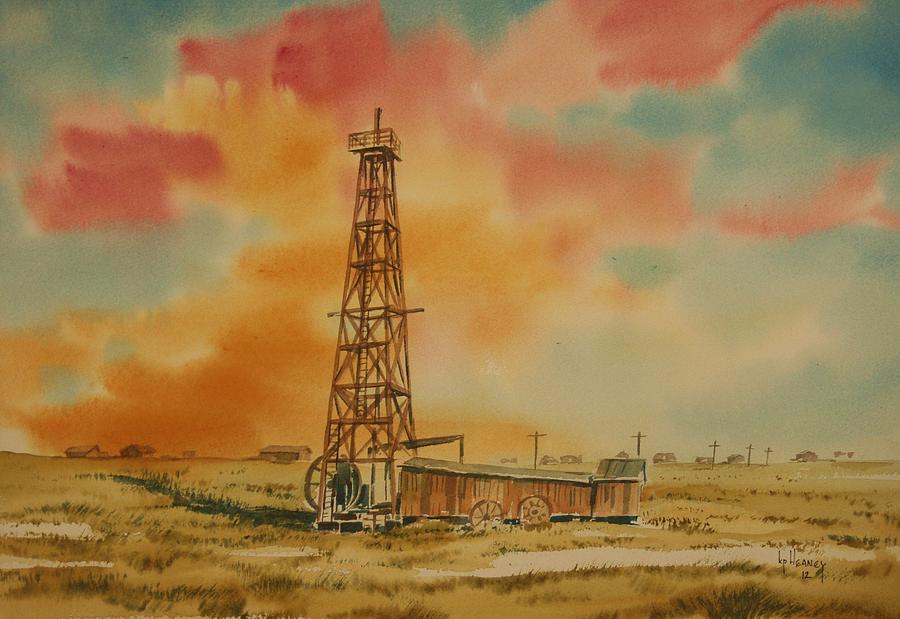 1910 Oil Derrick North Dakota Painting by Kevin Heaney