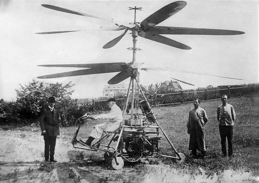 Helicopter Photograph - 1912 Helicopter Designed By German by Everett