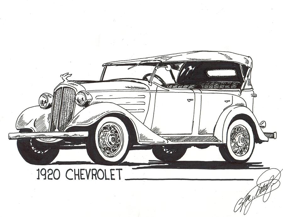 1920 Chevrolet Phantom Drawing by Jim Porterfield Pixels
