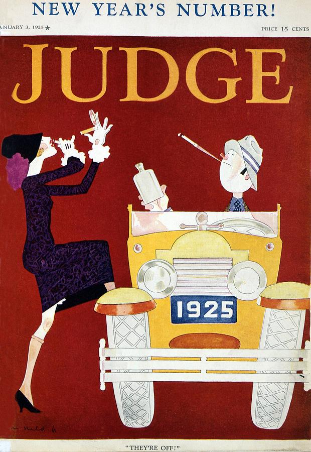 Car Photograph - 1925 New Years Cover Of Judge Magazine by Everett