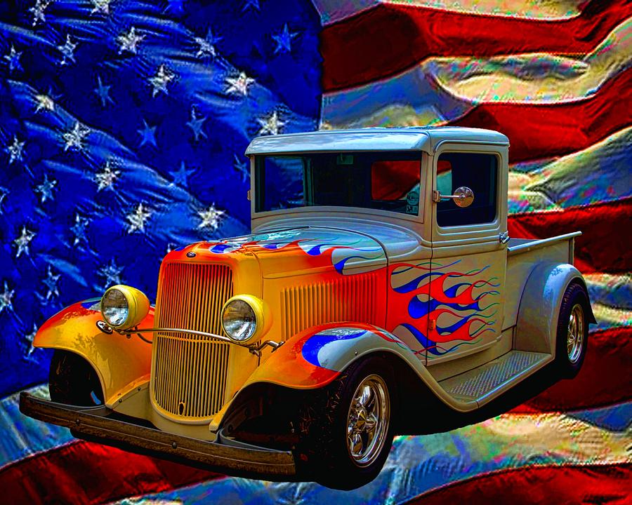 1931 Ford Flaming Custom Pickup Truck Photograph by Tim McCullough