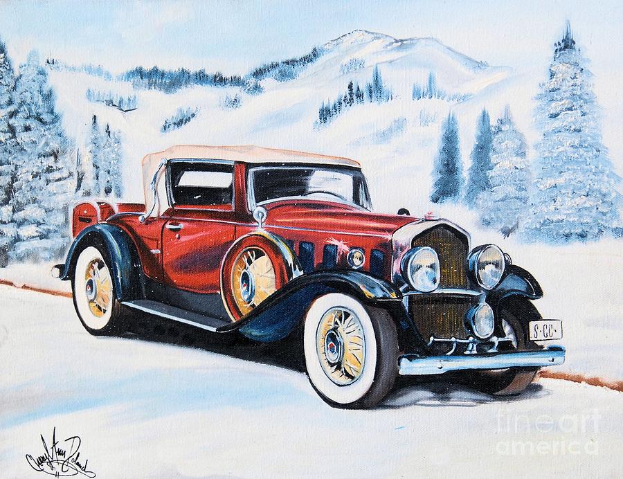 Vintage Cars Painting - 1931 La Salle Convertible Coupe by Cheryl Poland