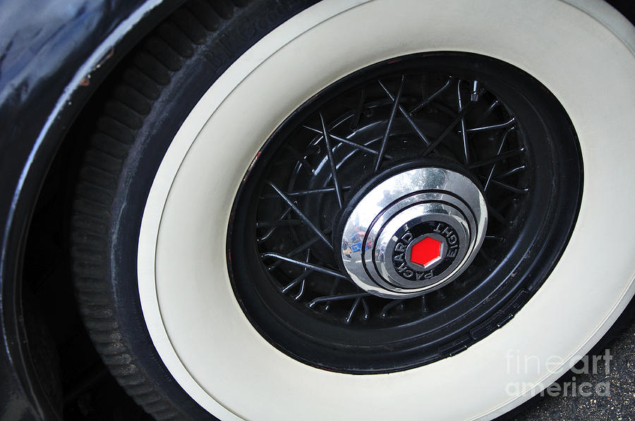 Car Photograph - 1934 Packard Eight - Rear Wheel by Kaye Menner