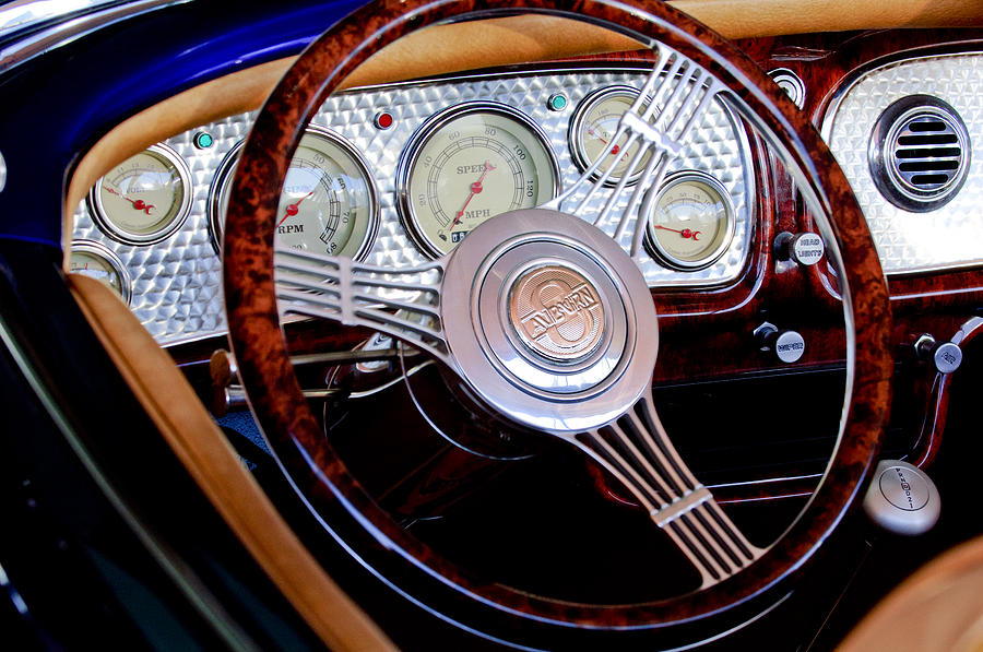 1936 Auburn Speedster Replica Steering Wheel Photograph by Jill Reger