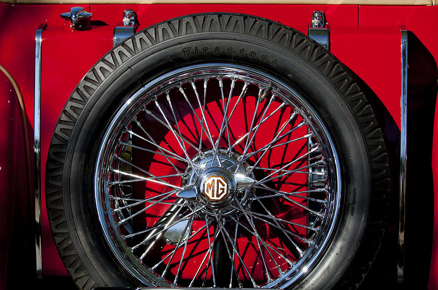 1938 MG TA Spare Tire Photograph by Jill Reger