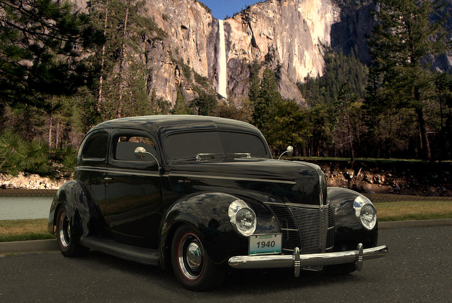 1940 Ford Deluxe at Yosemite Falls California Photograph by Tim McCullough