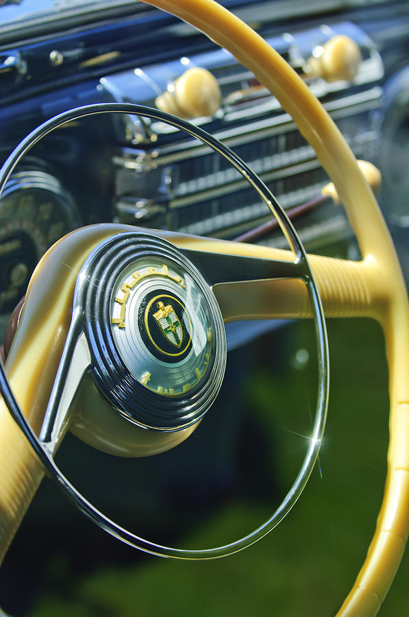 1942 Lincoln Continental Cabriolet Steering Wheel Emblem Photograph by Jill Reger