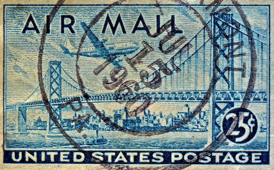 1946 Oakland Bay Bridge Air Mail Stamp Photograph by Bill Owen