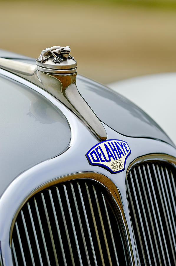 1947 Delahaye 135 MS Langenthal Coupe Hood Ornament and Emblem Photograph by Jill Reger