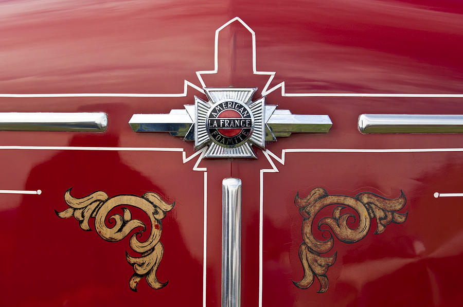 1948 American LeFrance Fire Truck Emblem Photograph by Jill Reger