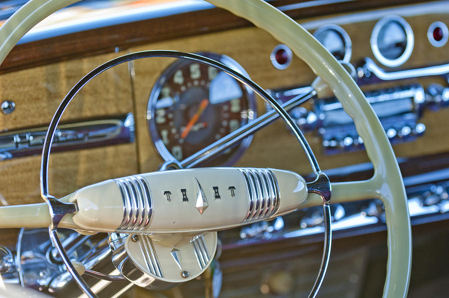 1949 Hudson Commodore 6 Convertible Steering Wheel Photograph by Jill Reger
