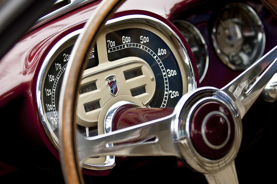 1953 Fiat 8V Ghia Supersonic Steering Wheel Photograph by Jill Reger