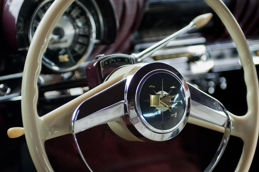 1953 Kaiser Golden Dragon Steering Wheel Photograph by Jill Reger