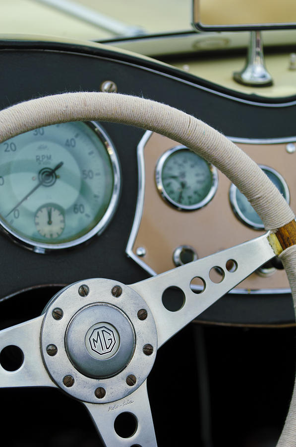 1953 MG TDC Steering Wheel Photograph by Jill Reger