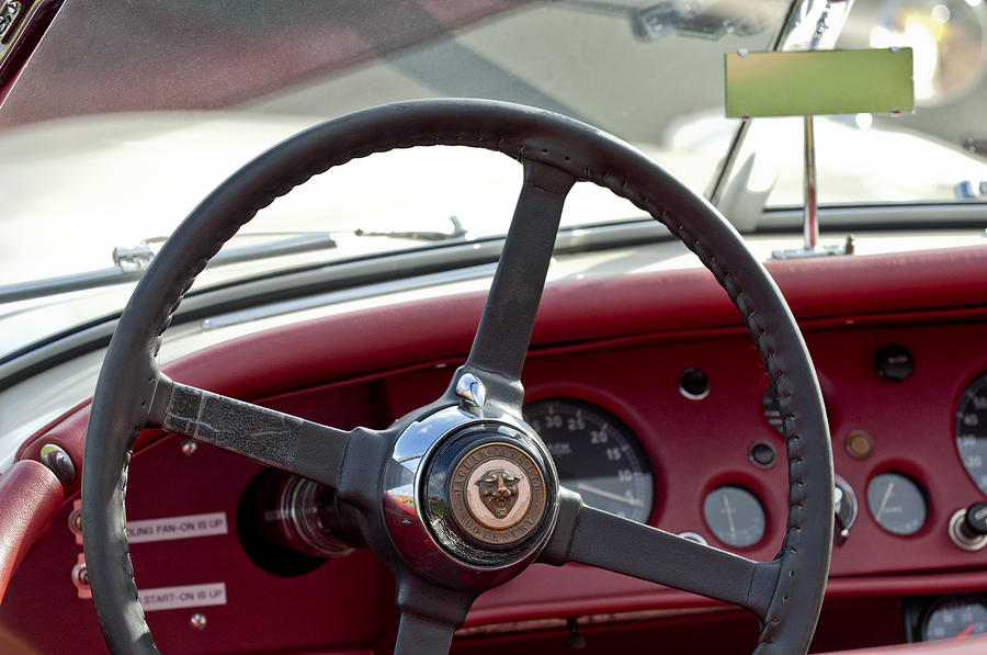 Car Photograph - 1954 Jaguar XK120 Roadster Steering Wheel by Jill Reger