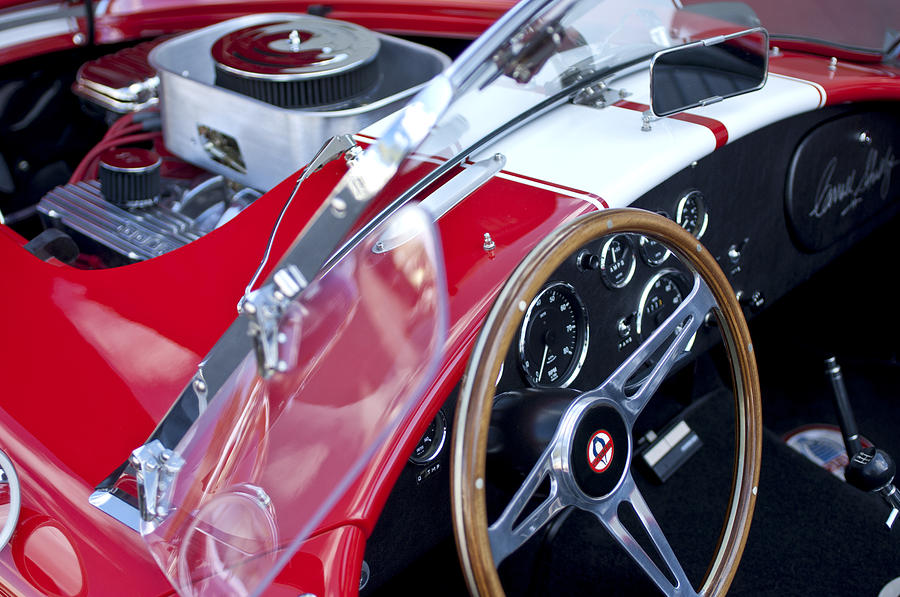 1955 AC Cobra Steering Wheel and Engine Photograph by Jill Reger