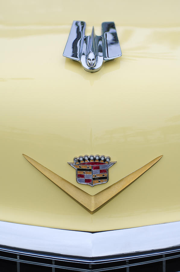 Vintage Photograph - 1955 Cadillac Coupe DeVille Hood Ornament Emblem by Jill Reger