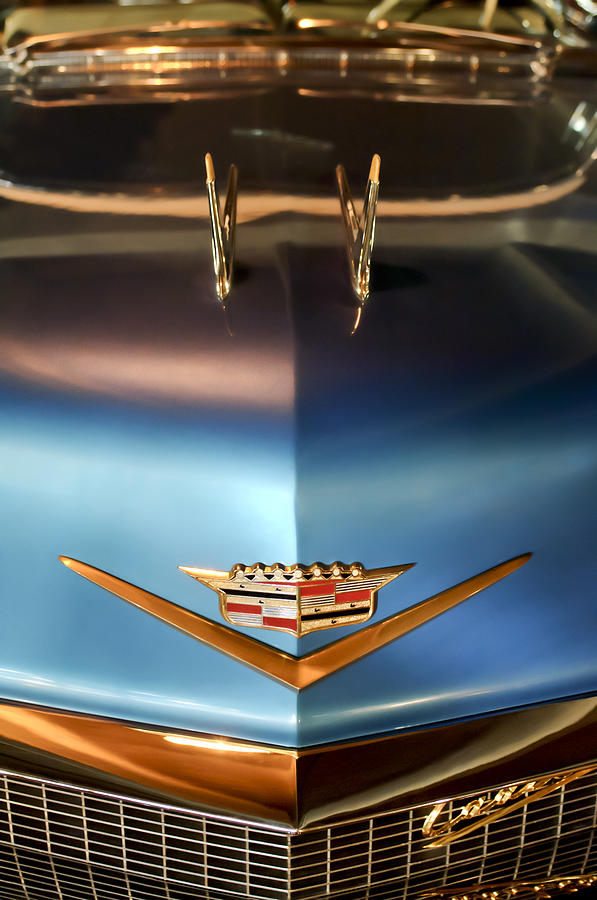 1956 Cadillac Eldorado Biarritz Convertible Hood Ornament and Emblem Photograph by Jill Reger