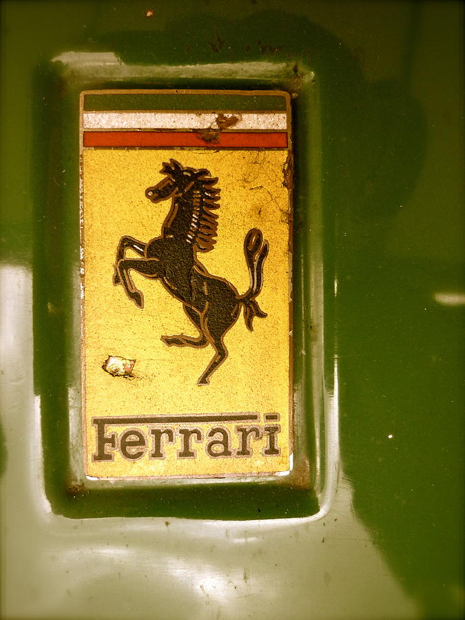 1956 Ferrari Hood Badge Photograph by John Colley