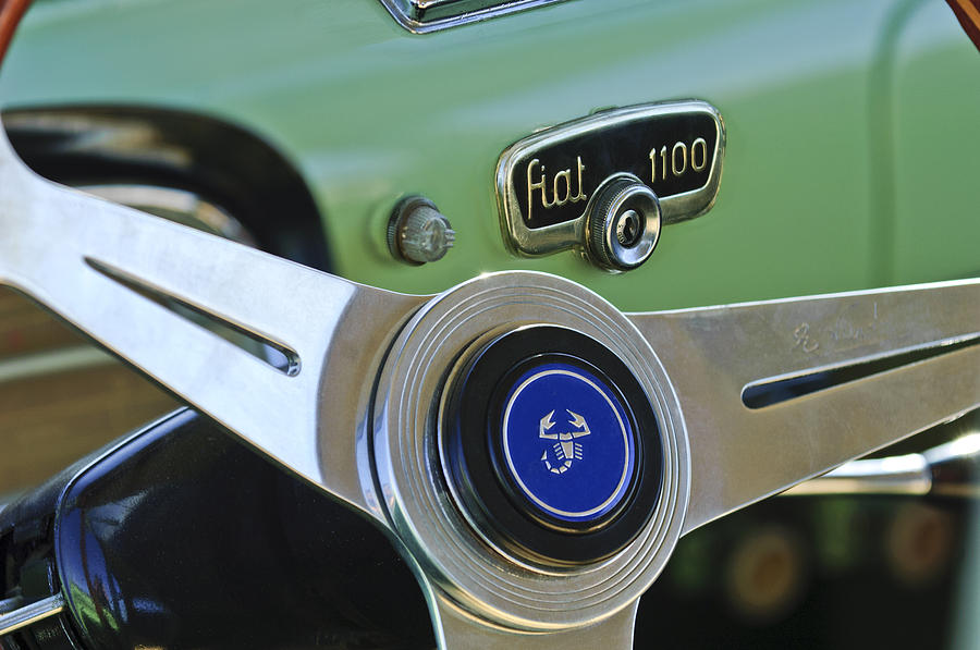 1956 Fiat 1100 Sedan Steering Wheel Emblem 2 Photograph by Jill Reger