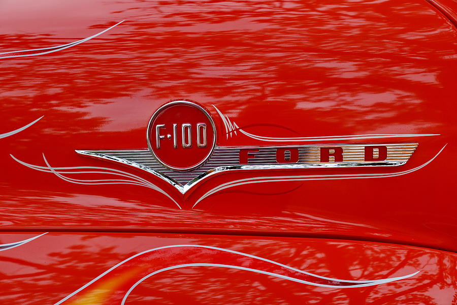 1956 Ford F100 Hood Emblem Photograph by Alan Hutchins