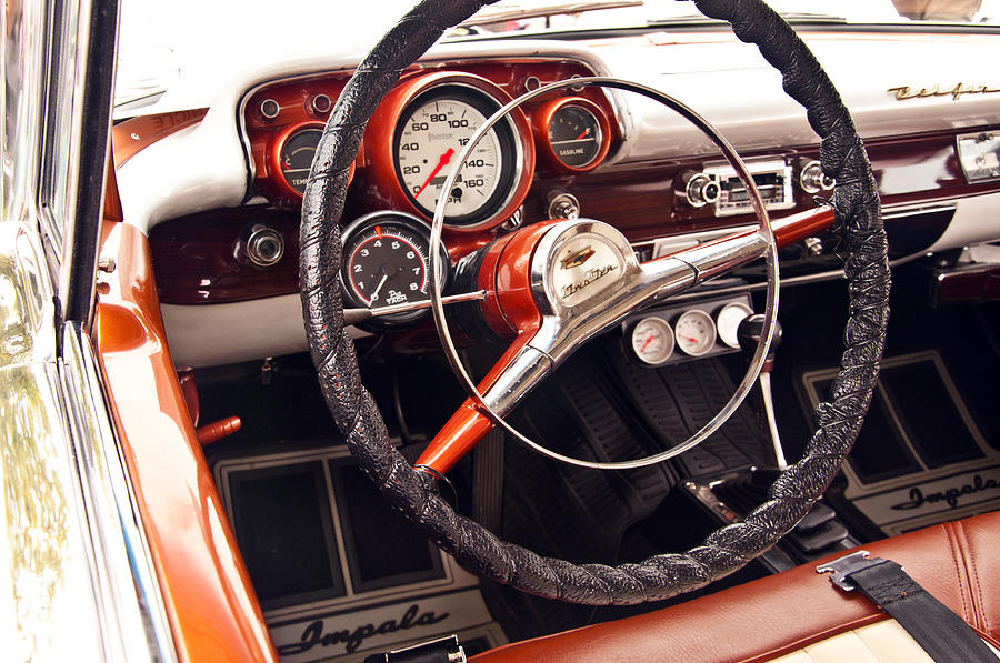 1957 Chevrolet Bel Air Steering Wheel Photograph by Glenn Gordon