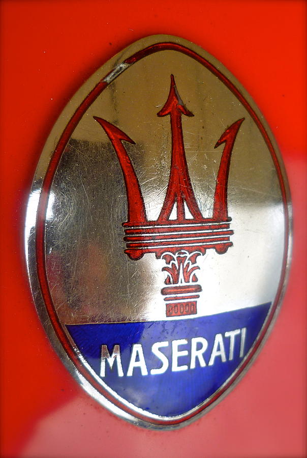 1957 Fangio Maserati 250F Hood Badge Photograph by John Colley