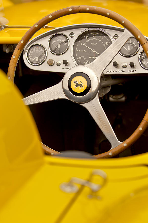 1957 Ferrari 500 TRC Scaglietti Spyder Steering Wheel Photograph by Jill Reger