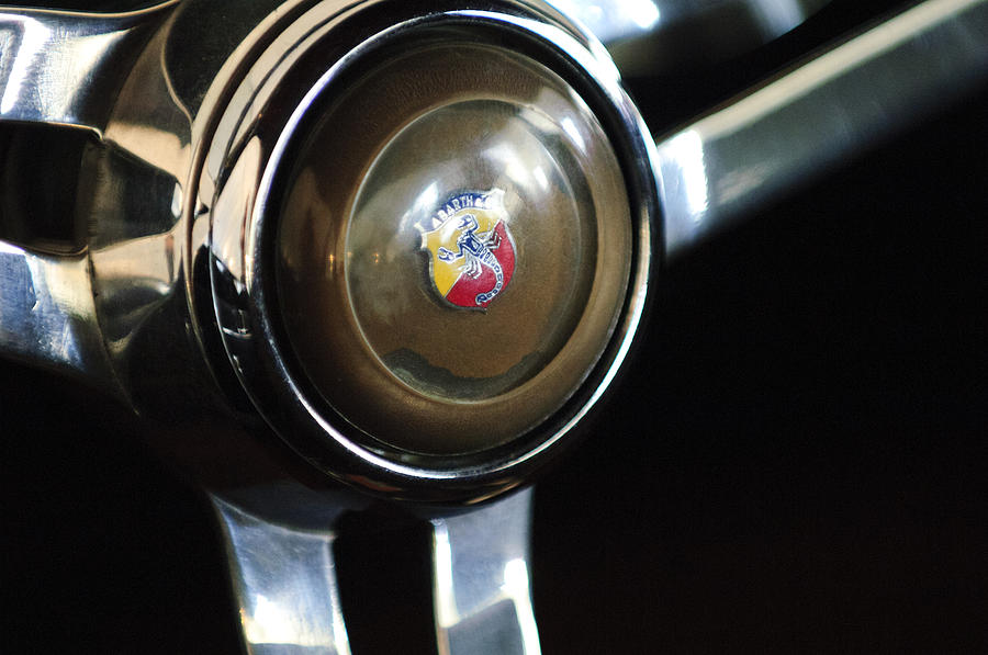 1958 Fiat Abarth 750 GT Double Bubble Steering Wheel Emblem Photograph by Jill Reger