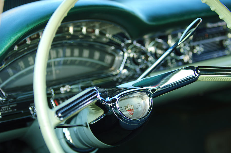 1958 Oldsmobile 98 Steering Wheel Photograph by Jill Reger
