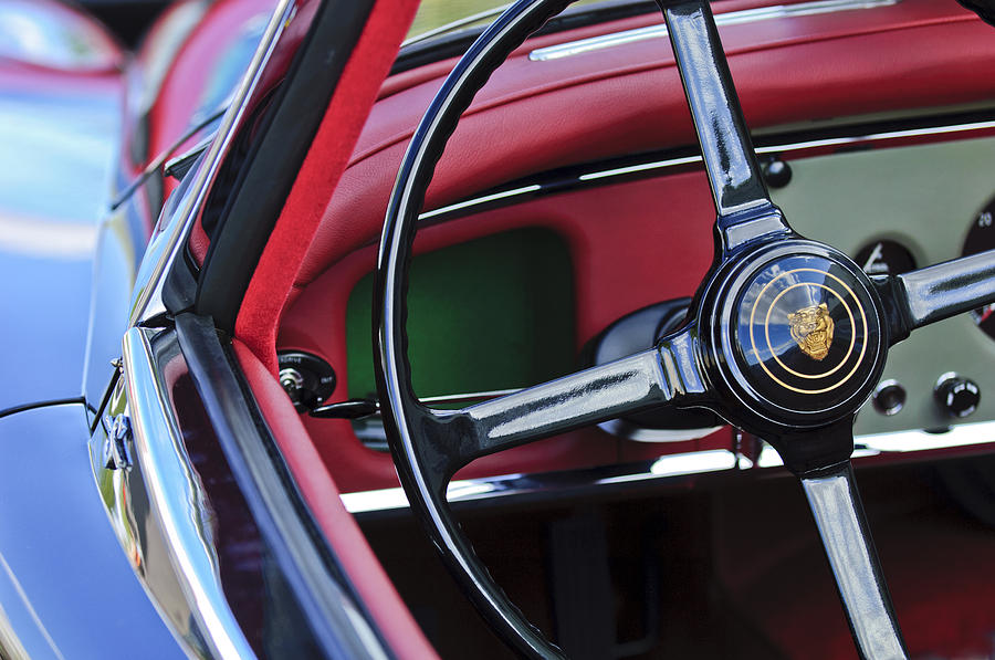 1959 Jaguar XK150S OTS Steering Wheel Emblem Photograph by Jill Reger