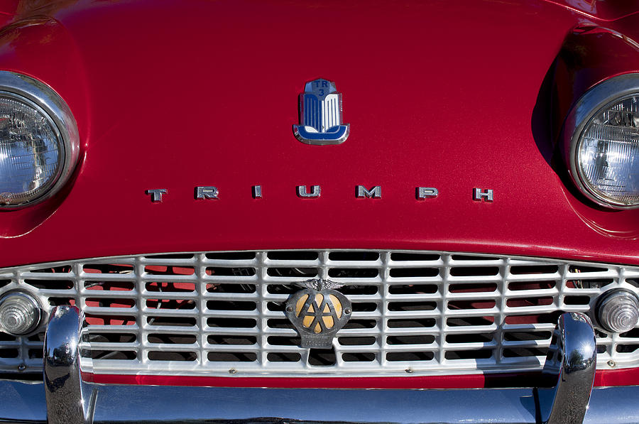 1961 Triumph TR3A Roadster Grille Emblem Photograph by Jill Reger