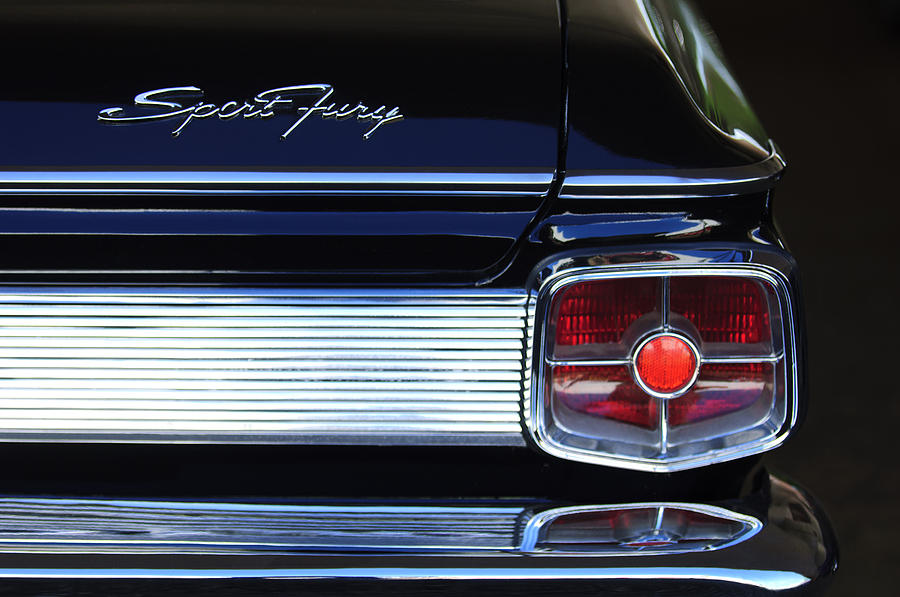 Car Photograph - 1963 Plymouth Sport Fury Taillight Emblem by Jill Reger
