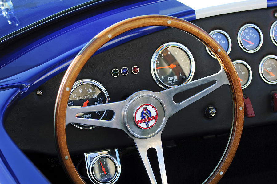 1965 AC Cobra Steering Wheel Emblem Photograph by Jill Reger