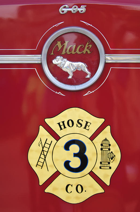 1966 MAC C Model Open Cab Fire Truck Emblem Photograph by Jill Reger