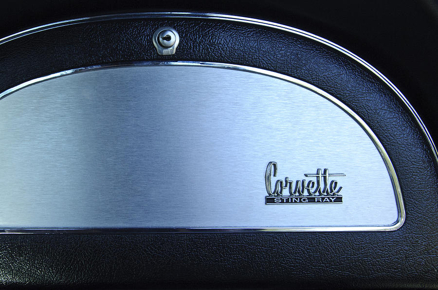 Car Photograph - 1967 Chevrolet Corvette Glove Box Emblem by Jill Reger
