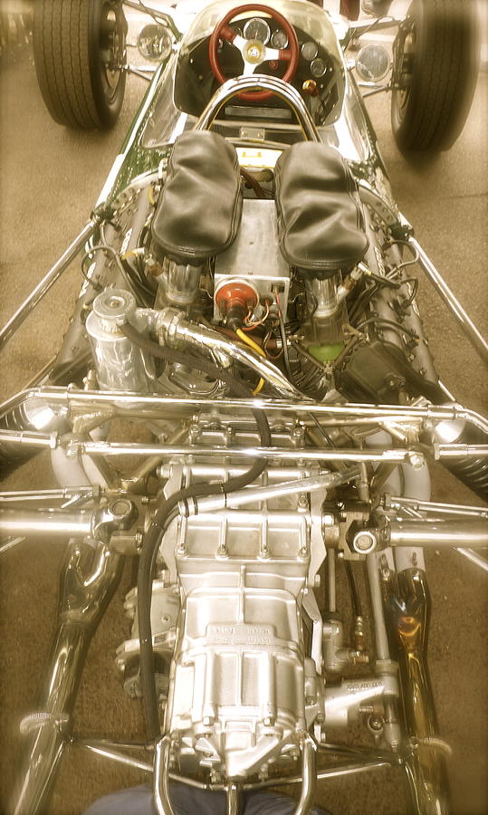 1967 Graham Hill Lotus Cosworth 49 Engine and Chassis Photograph by John Colley