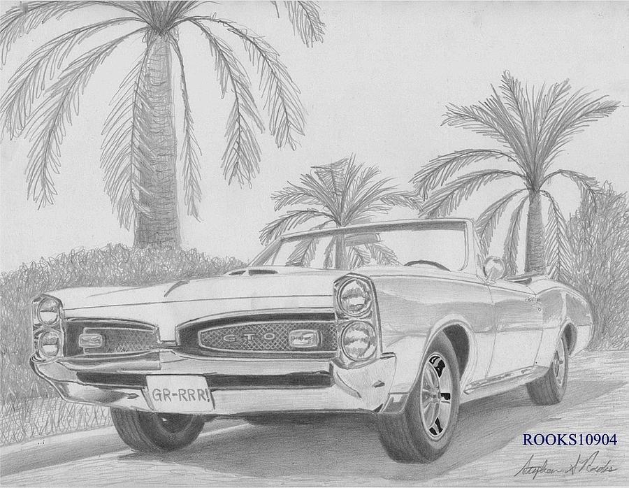 1967 Pontiac Gto Convertible Muscle Car Art Print by Stephen Rooks