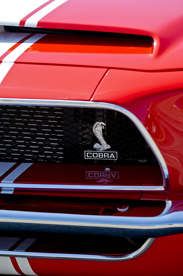 1968 Ford Mustang 427 CI Fastback Grille Emblem Photograph by Jill Reger