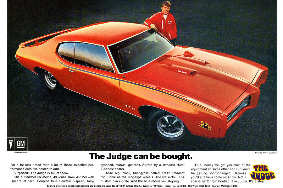Car Digital Art - 1969 Pontiac GTO The Judge can be bought by Digital Repro Depot