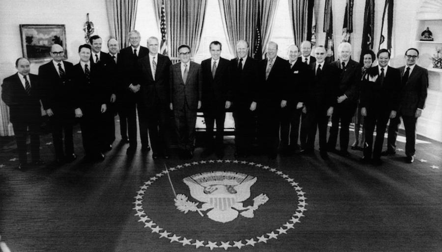 1974 Nixon Cabinet From Left Bryce Photograph By Everett