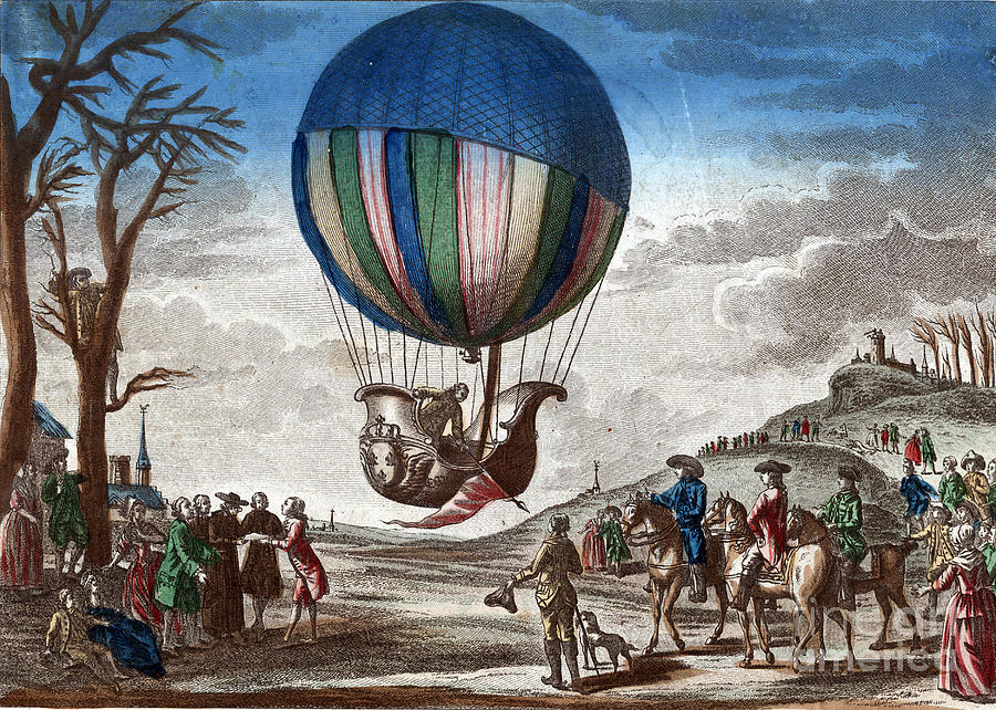 1st Manned Hydrogen Balloon Flight, 1783 Photograph by Photo Researchers