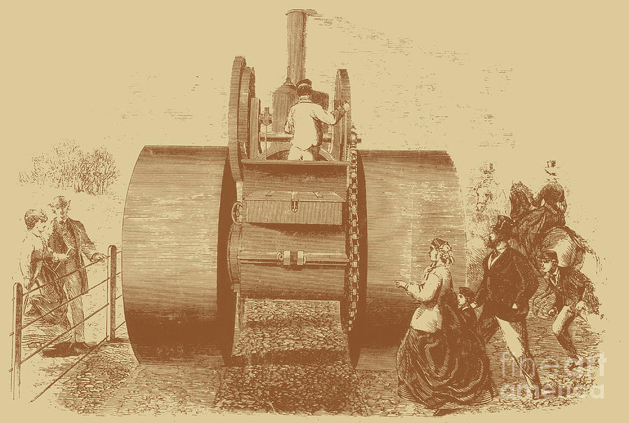 1866 Steam Road Roller #2 Photograph by Science Source 1866 Steam Road Roller #2 Photograph by Science Source